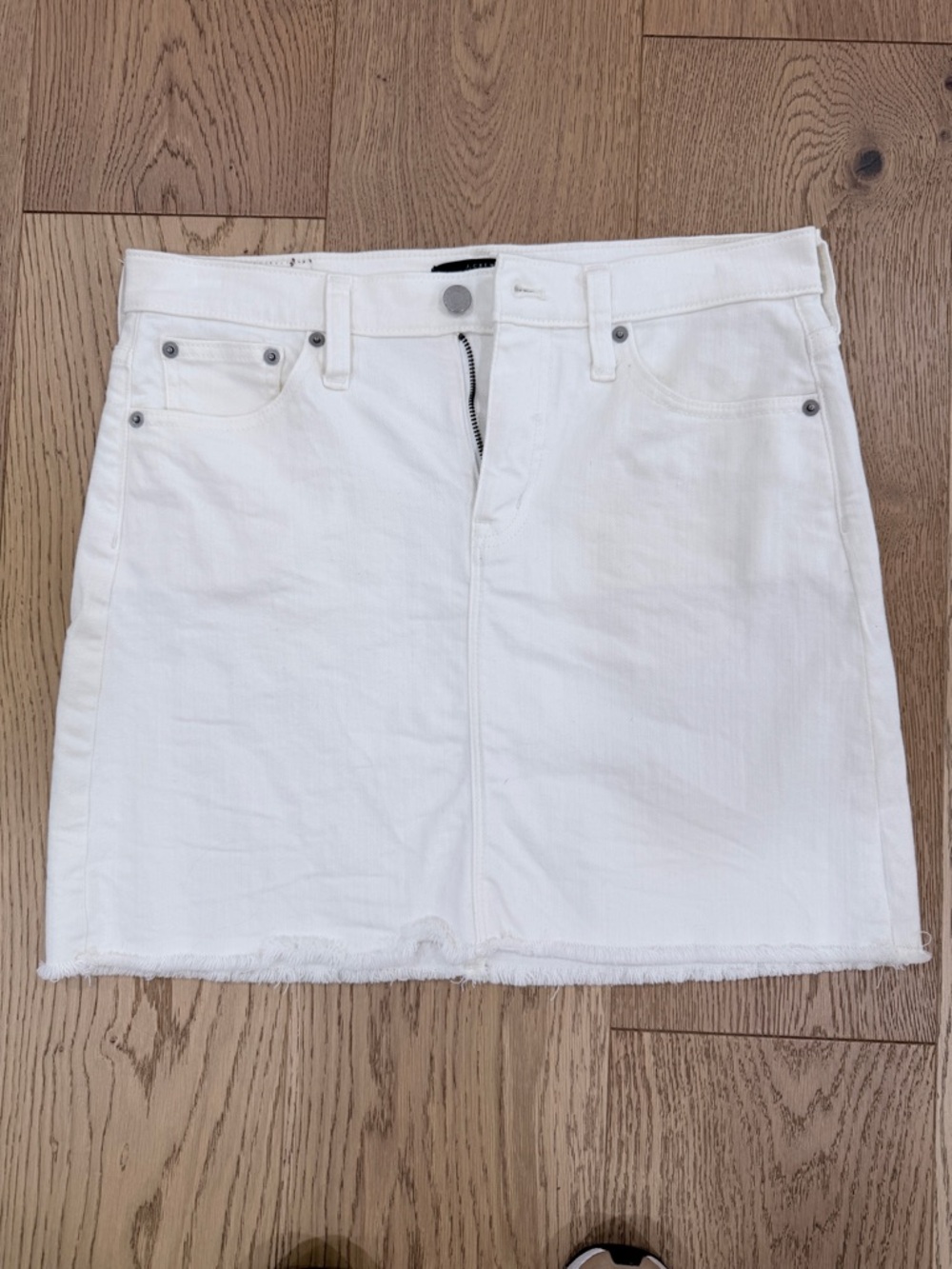 J. Crew Mercantile White Denim A-Line Mini Skirt